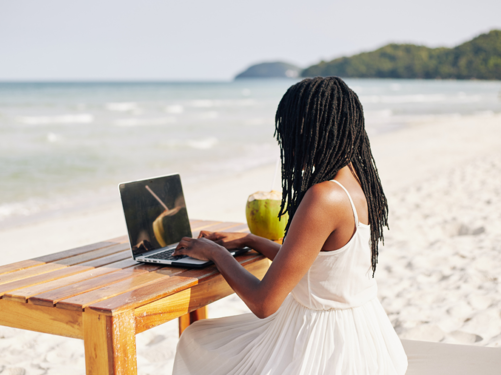 Remote Worker on a beach