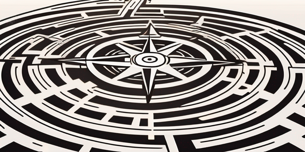 A compass leading the way through a complex maze