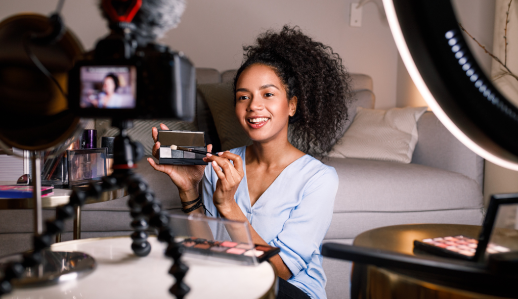 Girl filming product video for ecommerce store